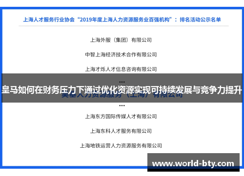 皇马如何在财务压力下通过优化资源实现可持续发展与竞争力提升