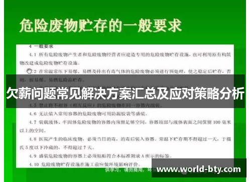 欠薪问题常见解决方案汇总及应对策略分析