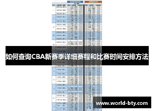 如何查询CBA新赛季详细赛程和比赛时间安排方法